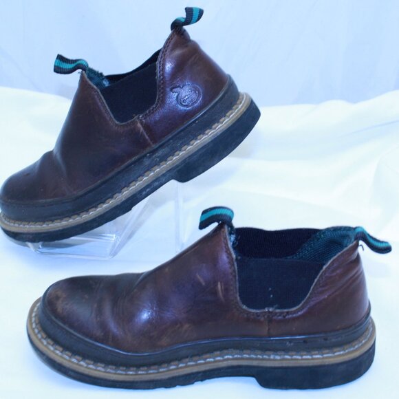 Georgia Romeo Kids Size 5M Brown Leather ROMEO Low Chelsea Pull On Work Boots - Picture 4 of 16